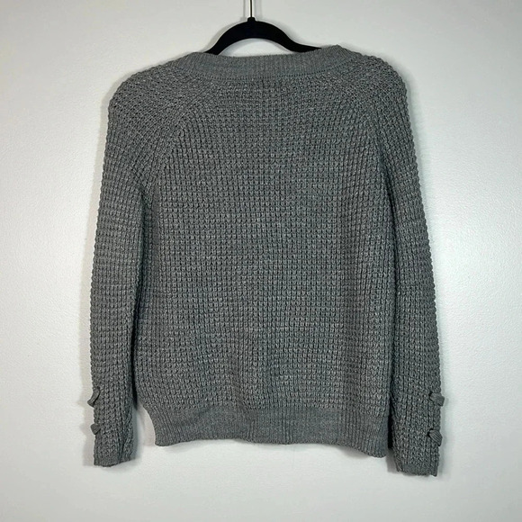 It's Our Time Lace-Up V-Neck Knit Sweater with Lace Sleeve Detailing - XS - EUC - Picture 7 of 9